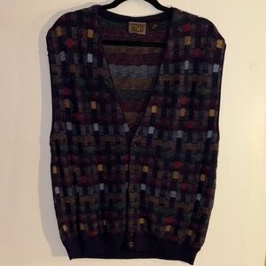Paolo Conti Multicolor Knit Vest Vintage 80s 90s Unisex XL Men’s or Women’s